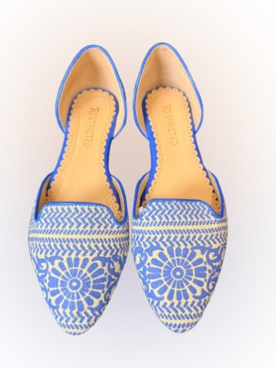 Restricted Shoes - Restricted Blue Woven D’Orsay Flats Pointed Toe Boho Resort Shoes Women’s 7.5